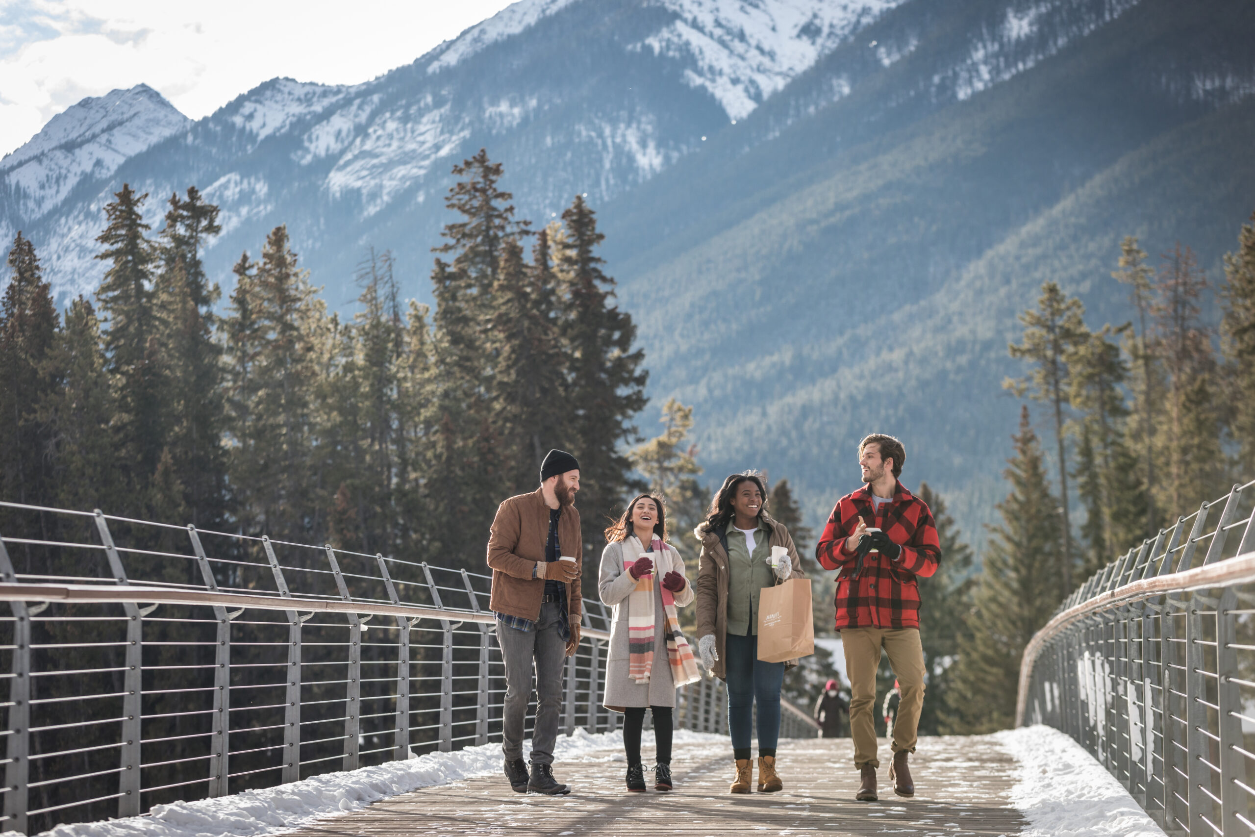 Winter Bridge Banff Group of friends - Noel Hendrickson photo